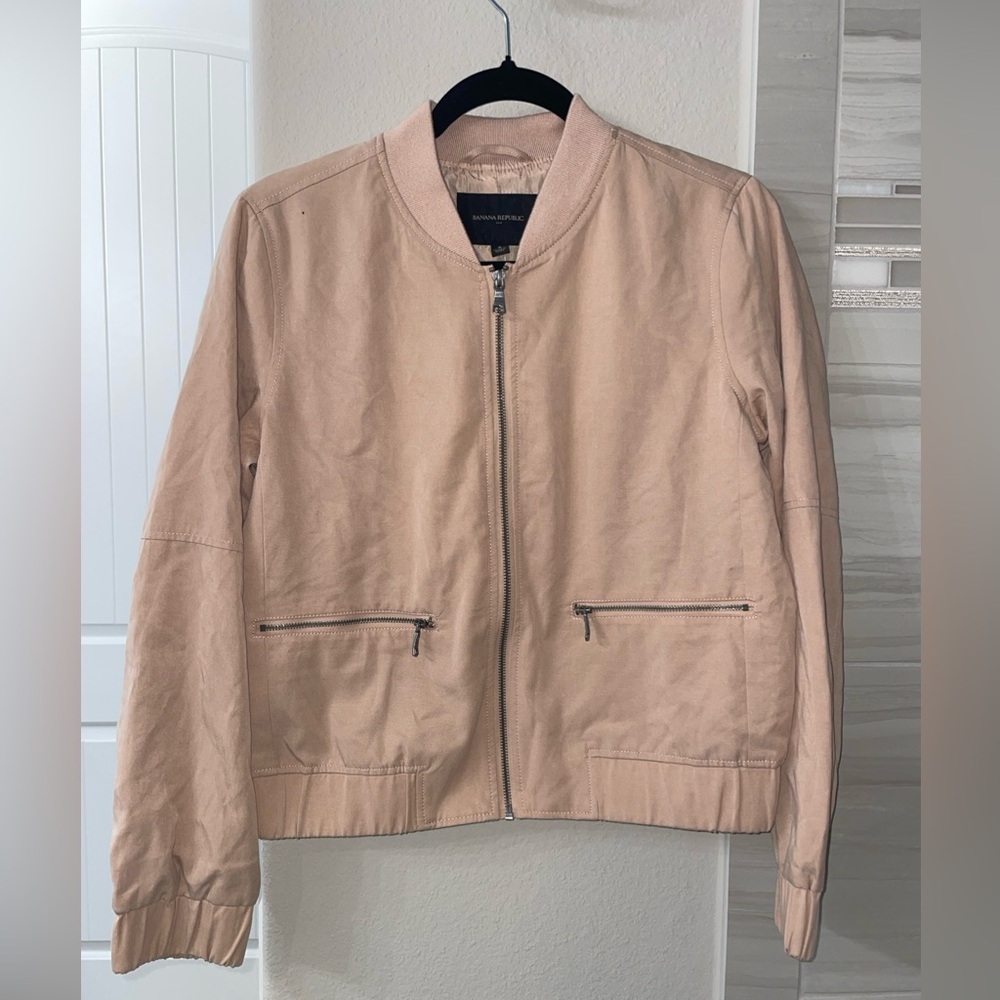 Banana Republic Women's Small Pink Zip Nylon Bomber Jacket